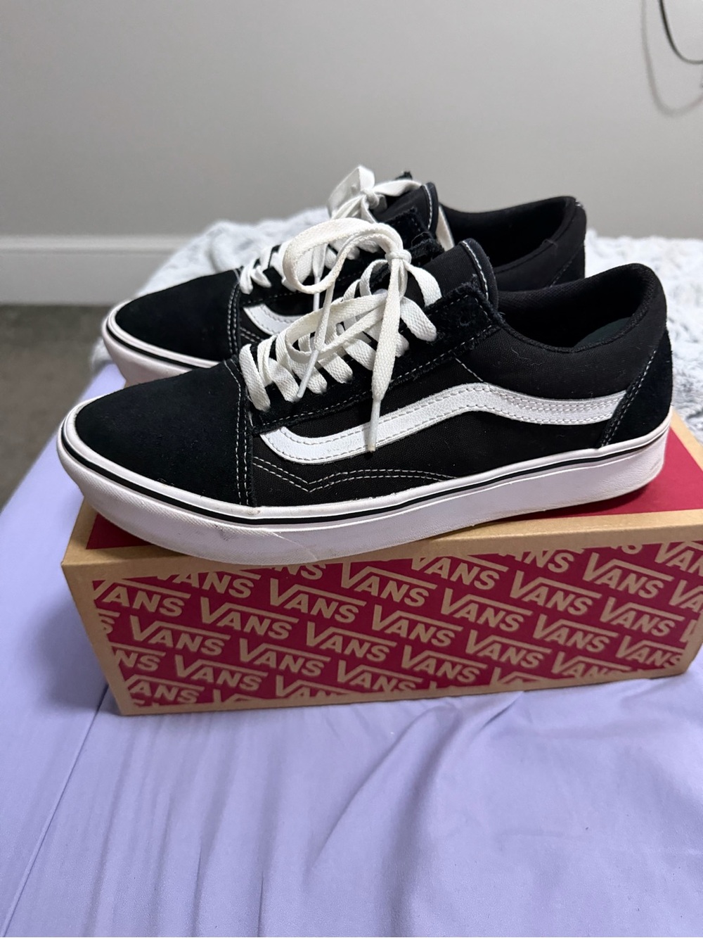 Vans Black and White Low-Top Skate Sneakers